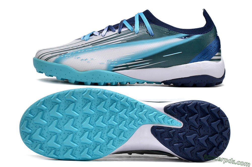 Puma Ultra Ultimate TF Low-Tops Football Shoes - White/Blue/Green 0