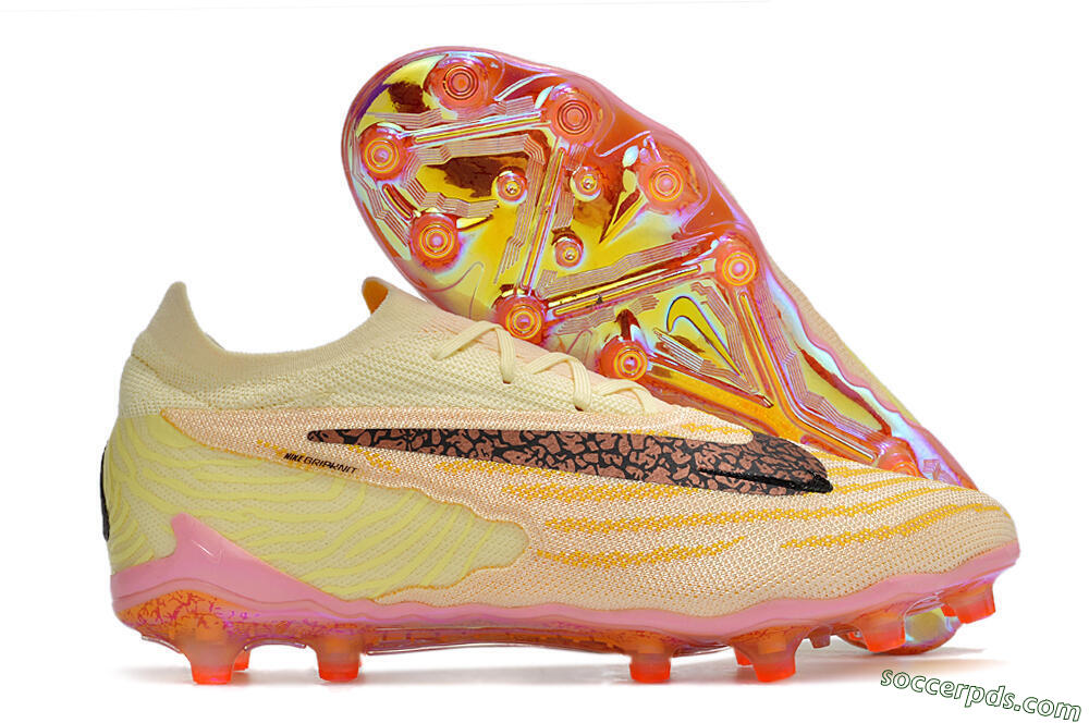 Nike Phantom GX Elite AG Low-Tops Football Boots - Yellow/Black/Pink 1