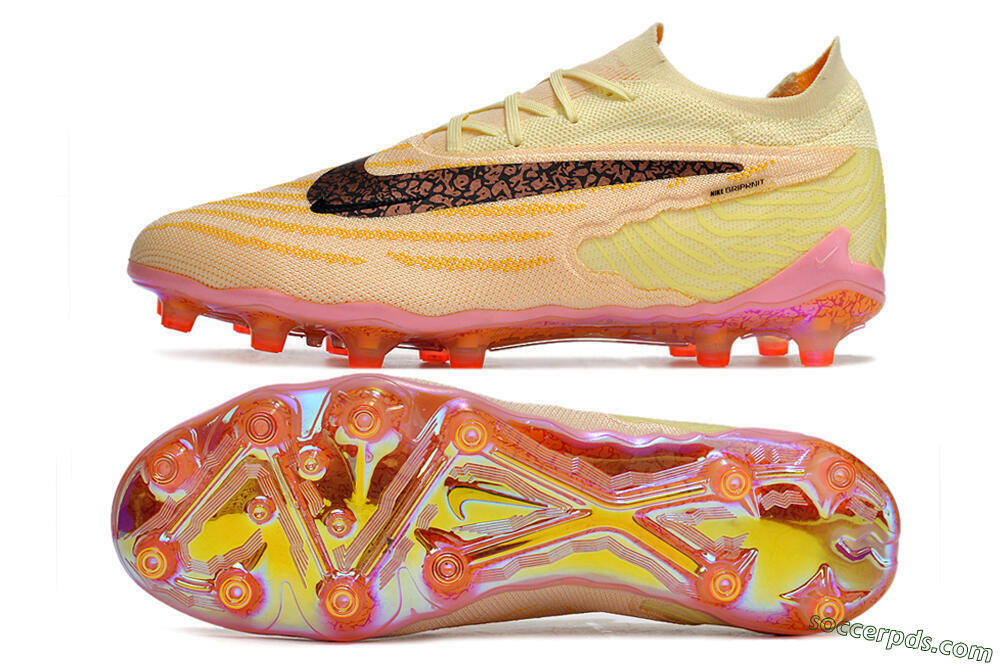 Nike Phantom GX Elite AG Low-Tops Football Boots - Yellow/Black/Pink 0