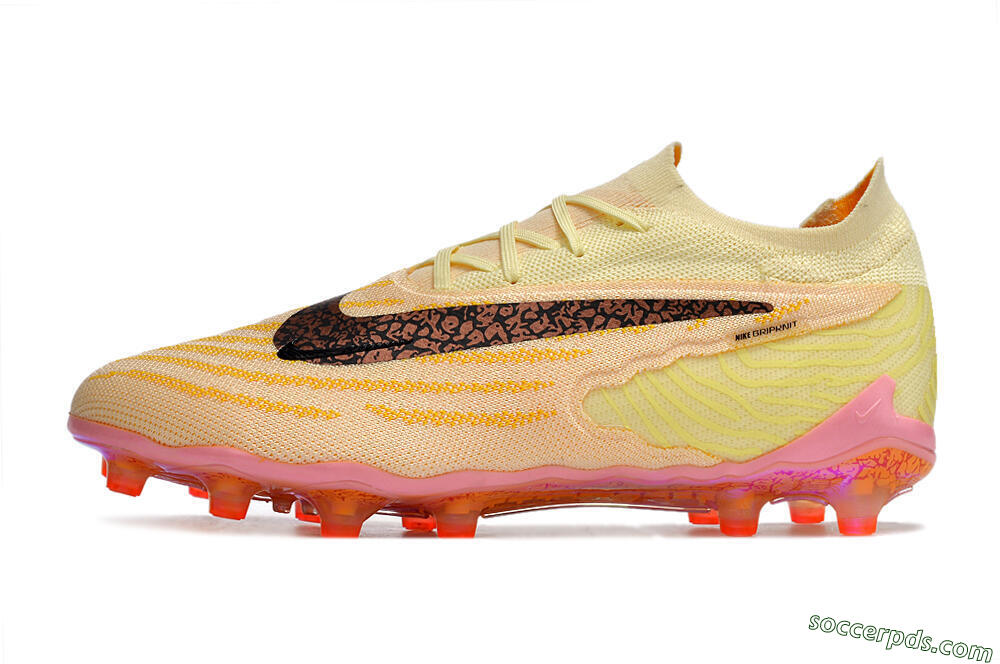Nike Phantom GX Elite AG Low-Tops Football Boots - Yellow/Black/Pink 2