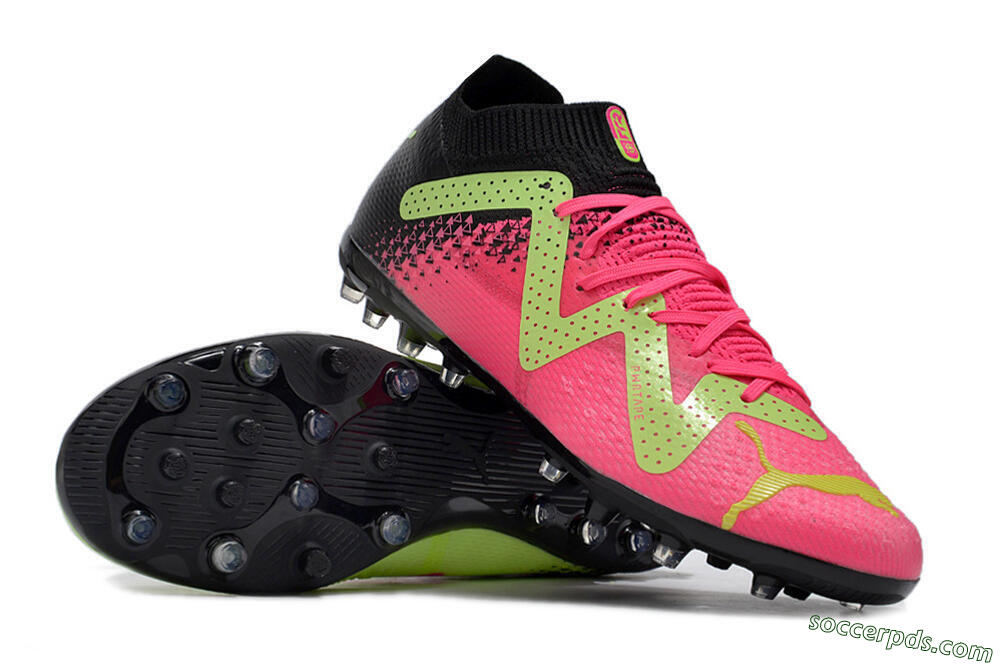 Puma Future Ultimate MG Low-Tops Football Boots - Green/Pink/Black 3