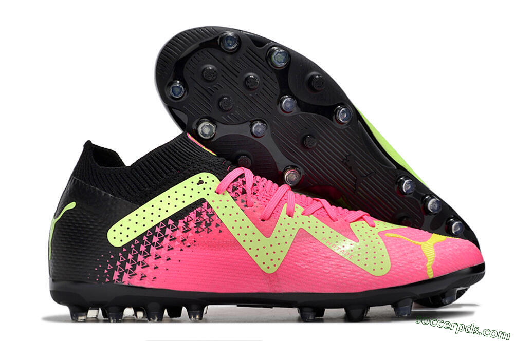 Puma Future Ultimate MG Low-Tops Football Boots - Green/Pink/Black 1