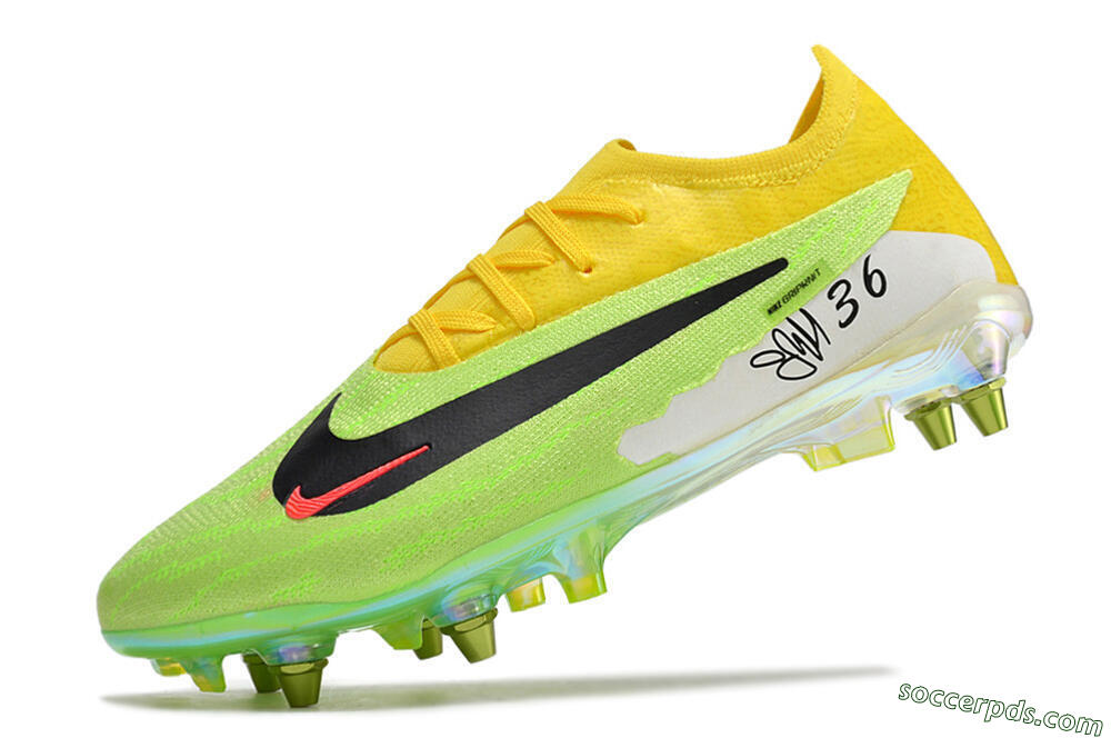 Nike Phantom GX Elite SG Low-Tops Football Boots - Green/Black/Yellow 5