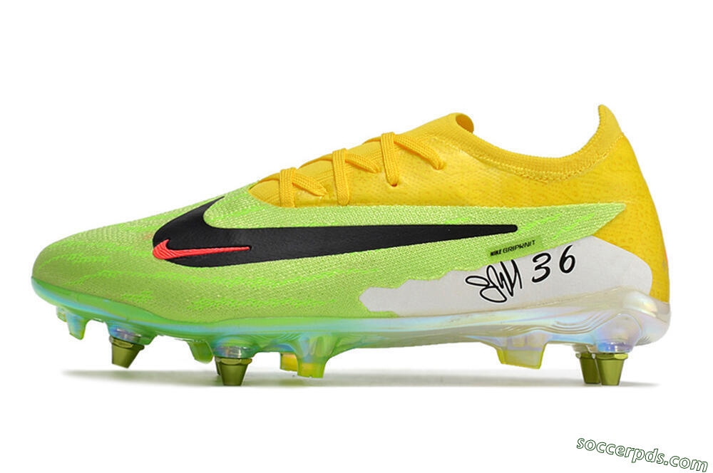 Nike Phantom GX Elite SG Low-Tops Football Boots - Green/Black/Yellow 2