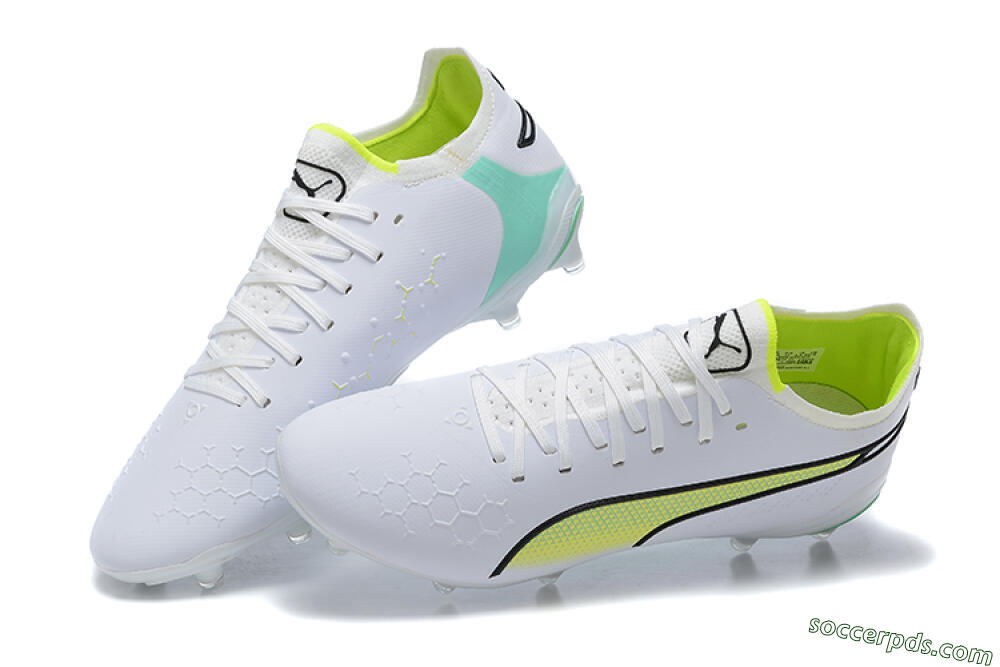 Puma King Ultimate Icon MG Low-Tops Football Boots - White/Yellow/Black 5