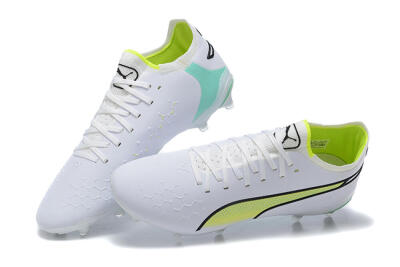 Puma King Ultimate Icon MG Low-Tops Football Boots - White/Yellow/Black