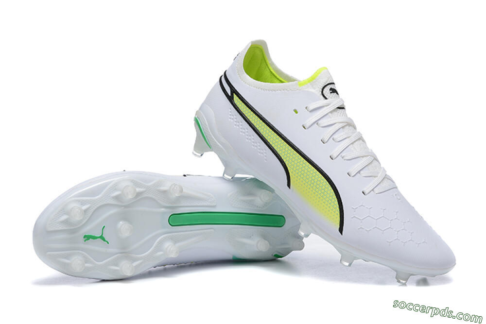 Puma King Ultimate Icon MG Low-Tops Football Boots - White/Yellow/Black 4