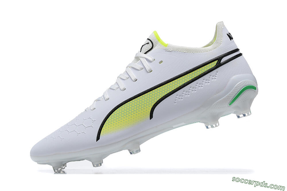 Puma King Ultimate Icon MG Low-Tops Football Boots - White/Yellow/Black 7