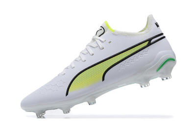 Puma King Ultimate Icon MG Low-Tops Football Boots - White/Yellow/Black