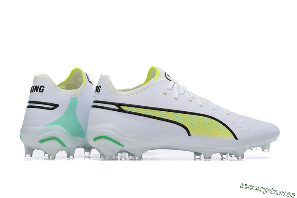 Puma King Ultimate Icon MG Low-Tops Football Boots - White/Yellow/Black 8
