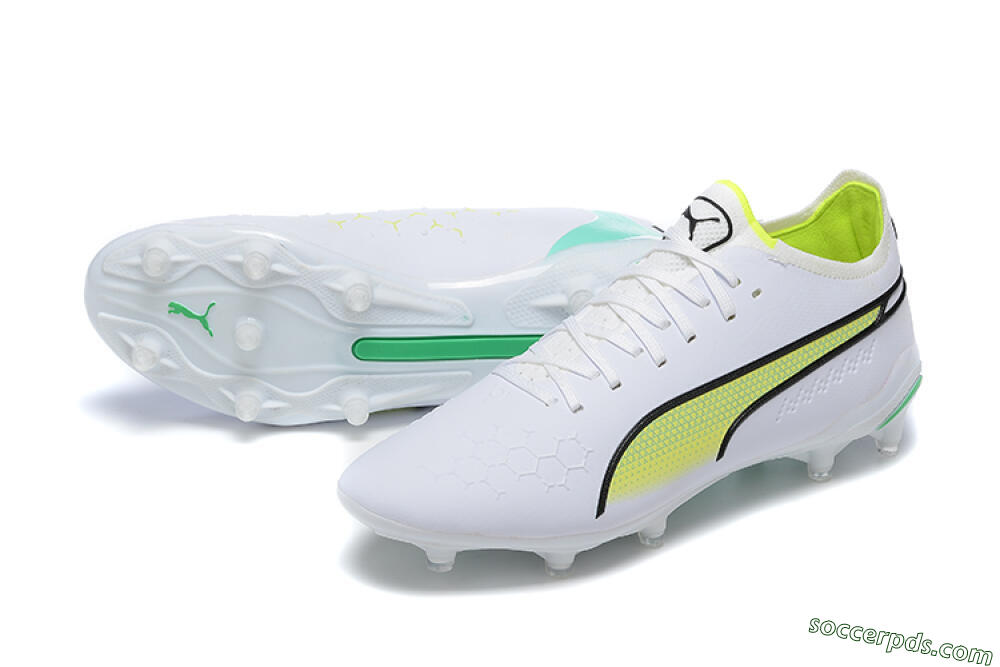 Puma King Ultimate Icon MG Low-Tops Football Boots - White/Yellow/Black 3