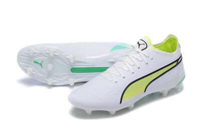 Puma King Ultimate Icon MG Low-Tops Football Boots - White/Yellow/Black