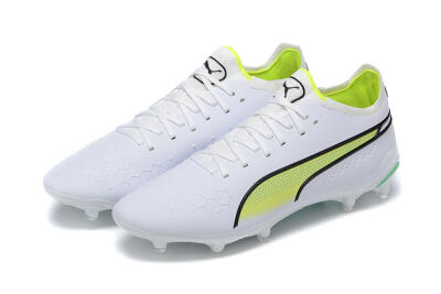 Puma King Ultimate Icon MG Low-Tops Football Boots - White/Yellow/Black