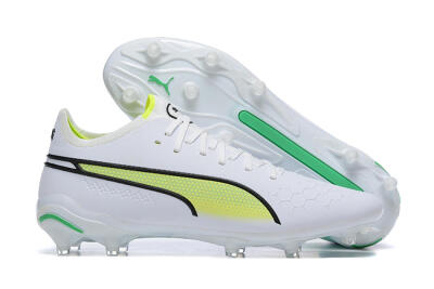 Puma King Ultimate Icon MG Low-Tops Football Boots - White/Yellow/Black