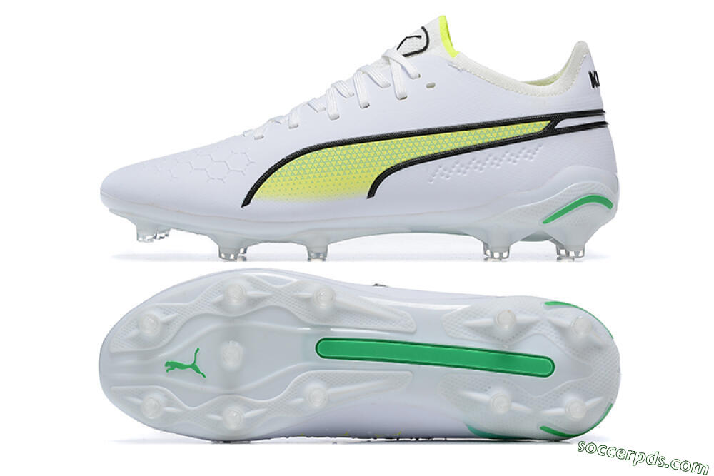 Puma King Ultimate Icon MG Low-Tops Football Boots - White/Yellow/Black 0