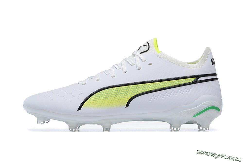 Puma King Ultimate Icon MG Low-Tops Football Boots - White/Yellow/Black 2