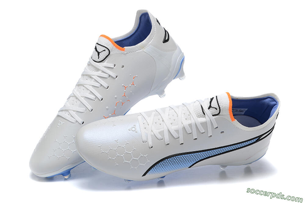 Puma King Ultimate Icon MG Low-Tops Football Boots - White/Blue 5