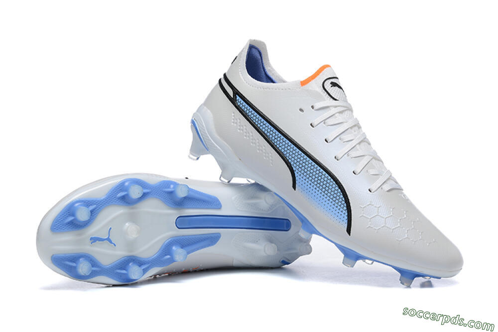 Puma King Ultimate Icon MG Low-Tops Football Boots - White/Blue 4