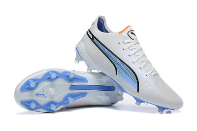 Puma King Ultimate Icon MG Low-Tops Football Boots - White/Blue