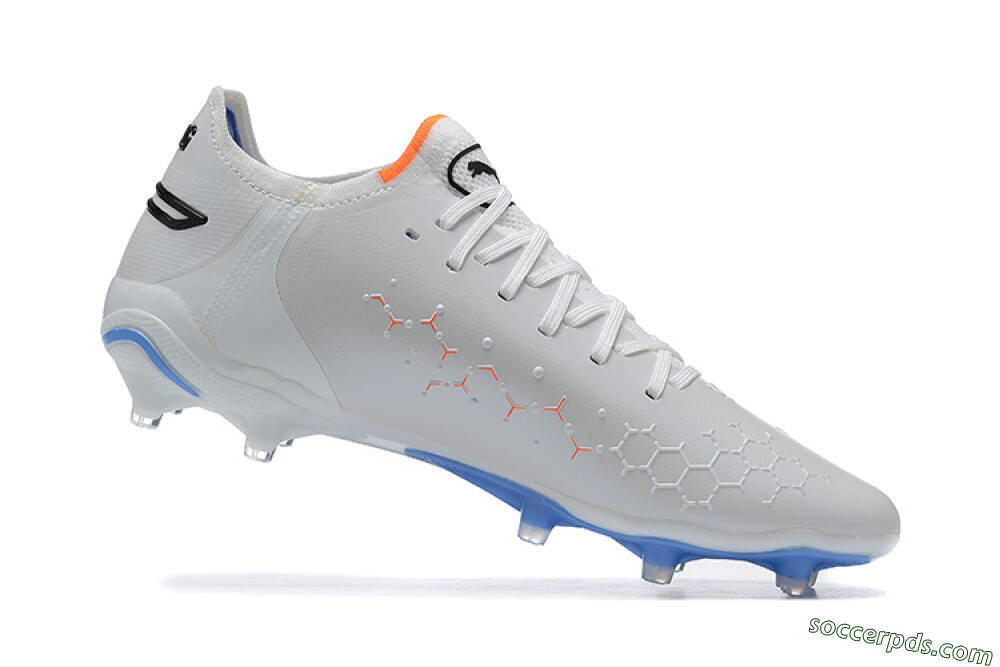 Puma King Ultimate Icon MG Low-Tops Football Boots - White/Blue 6