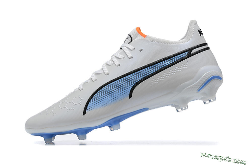 Puma King Ultimate Icon MG Low-Tops Football Boots - White/Blue 7