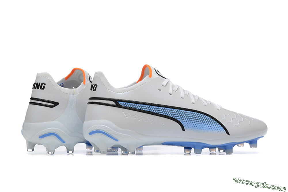 Puma King Ultimate Icon MG Low-Tops Football Boots - White/Blue 8