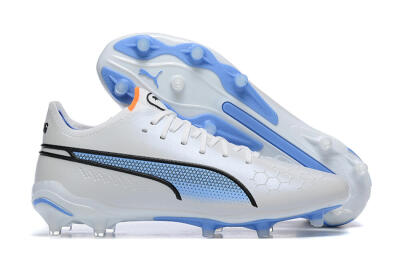 Puma King Ultimate Icon MG Low-Tops Football Boots - White/Blue