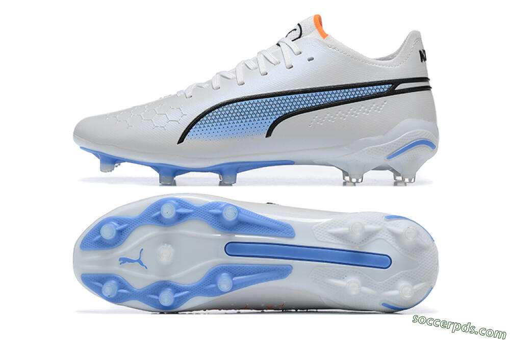 Puma King Ultimate Icon MG Low-Tops Football Boots - White/Blue 0
