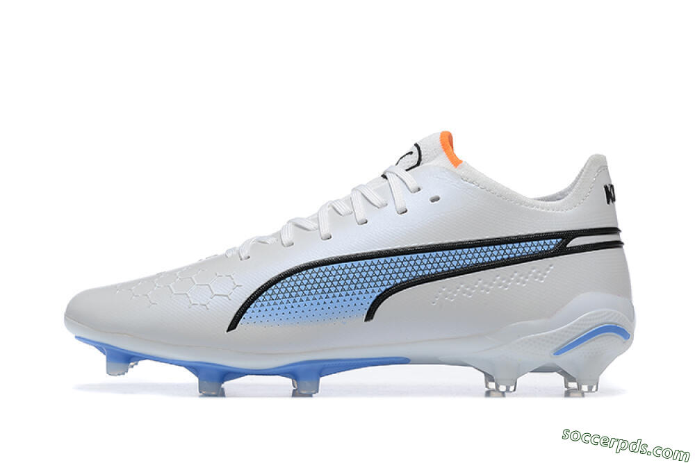 Puma King Ultimate Icon MG Low-Tops Football Boots - White/Blue 2