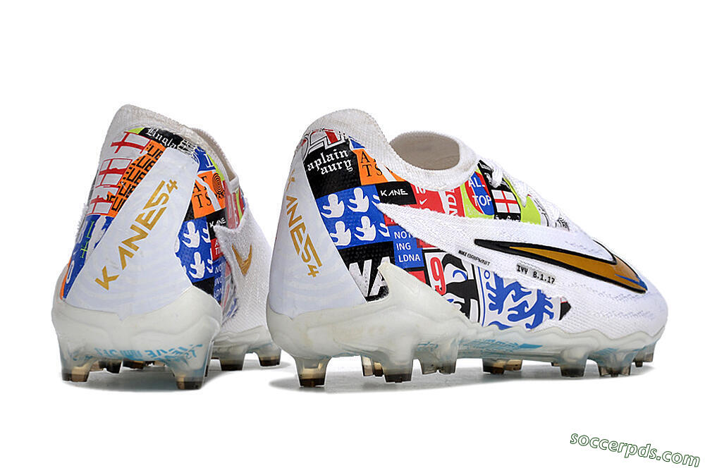 Harry Kane X Nike Phantom GX Elite FG Low-Tops Football Boots - White/Rainbow 6