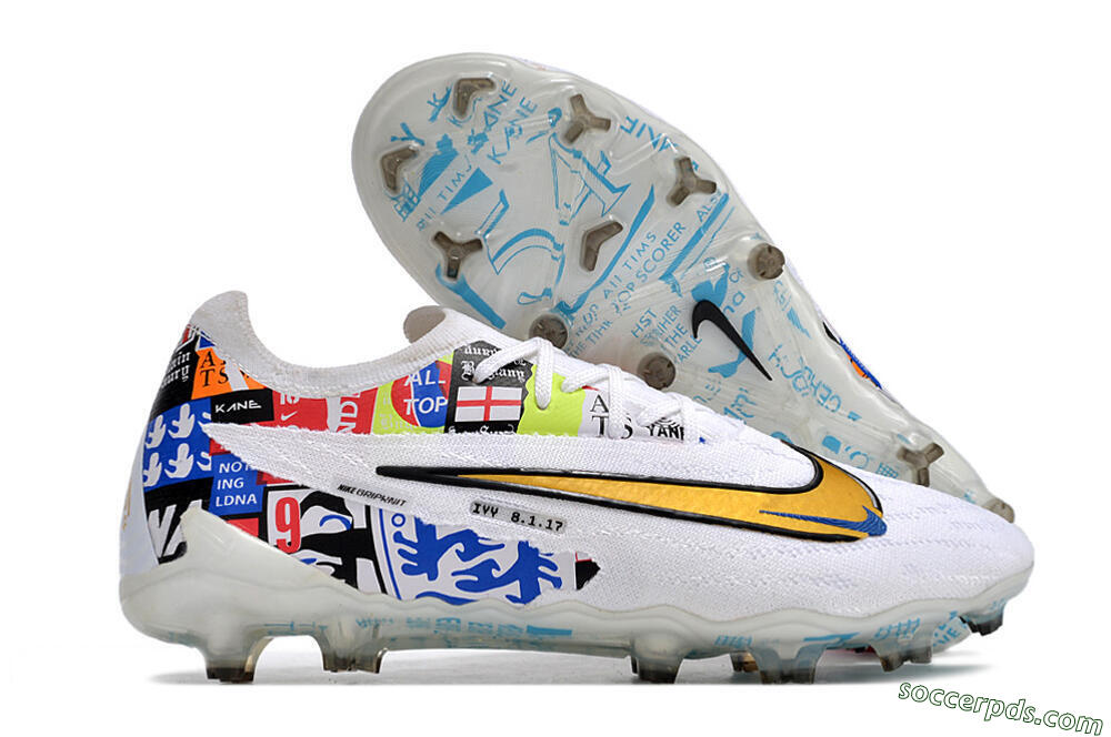 Harry Kane X Nike Phantom GX Elite FG Low-Tops Football Boots - White/Rainbow 1