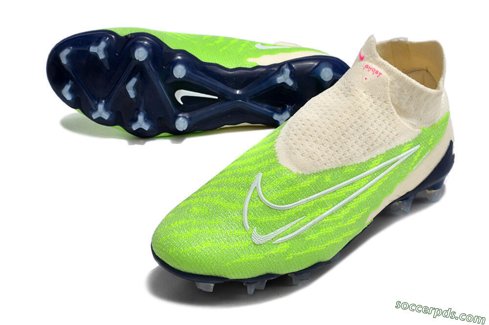 Nike Phantom GX Elite DF Link FG High-Tops Football Boots - Green/White/Beige 3