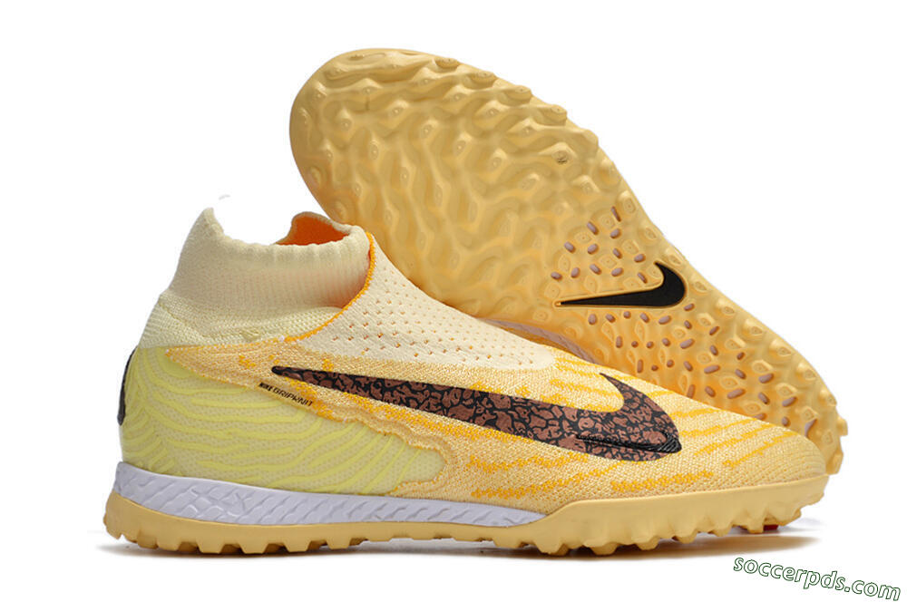 Nike Phantom GX Elite DF Link TF High-Tops Football Shoes - Yellow/Black/Brown 1