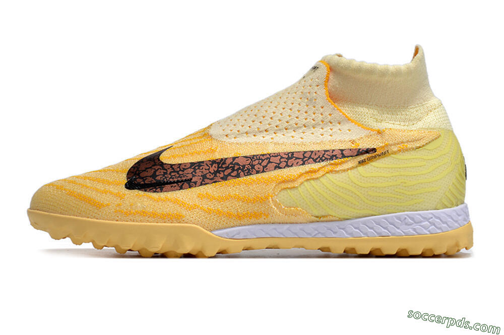 Nike Phantom GX Elite DF Link TF High-Tops Football Shoes - Yellow/Black/Brown 2