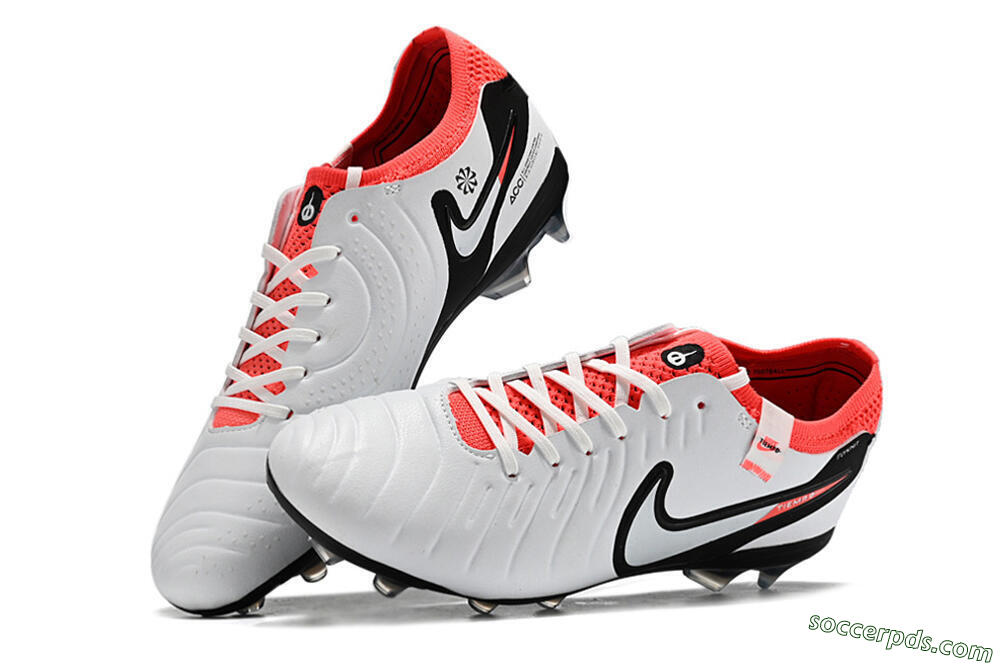 Nike Tiempo Legend 10 Elite FG Low-Tops Football Boots - White/Black/Red 5