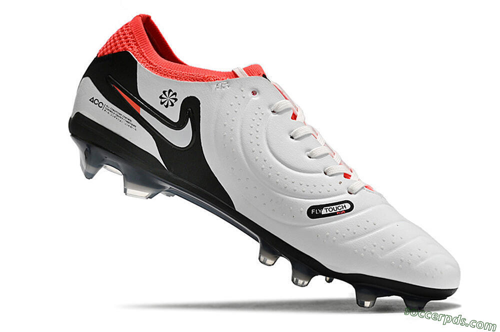 Nike Tiempo Legend 10 Elite FG Low-Tops Football Boots - White/Black/Red 6