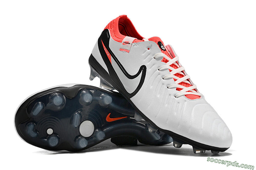 Nike Tiempo Legend 10 Elite FG Low-Tops Football Boots - White/Black/Red 4