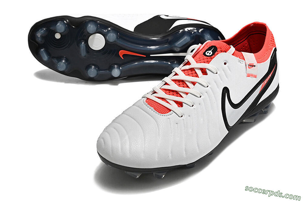 Nike Tiempo Legend 10 Elite FG Low-Tops Football Boots - White/Black/Red 3