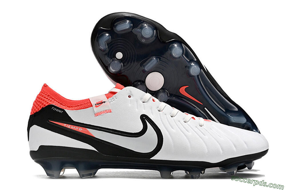 Nike Tiempo Legend 10 Elite FG Low-Tops Football Boots - White/Black/Red 1