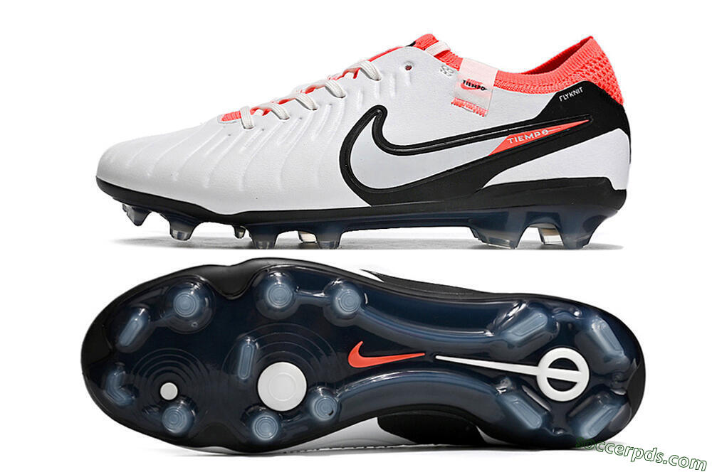 Nike Tiempo Legend 10 Elite FG Low-Tops Football Boots - White/Black/Red 0