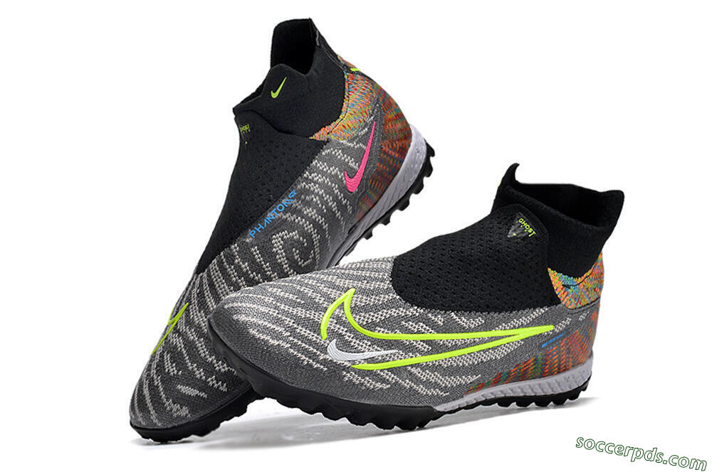 Nike Phantom GX Elite TF High-Tops Football Shoes - Grey/Green/Black/Rainbow 5