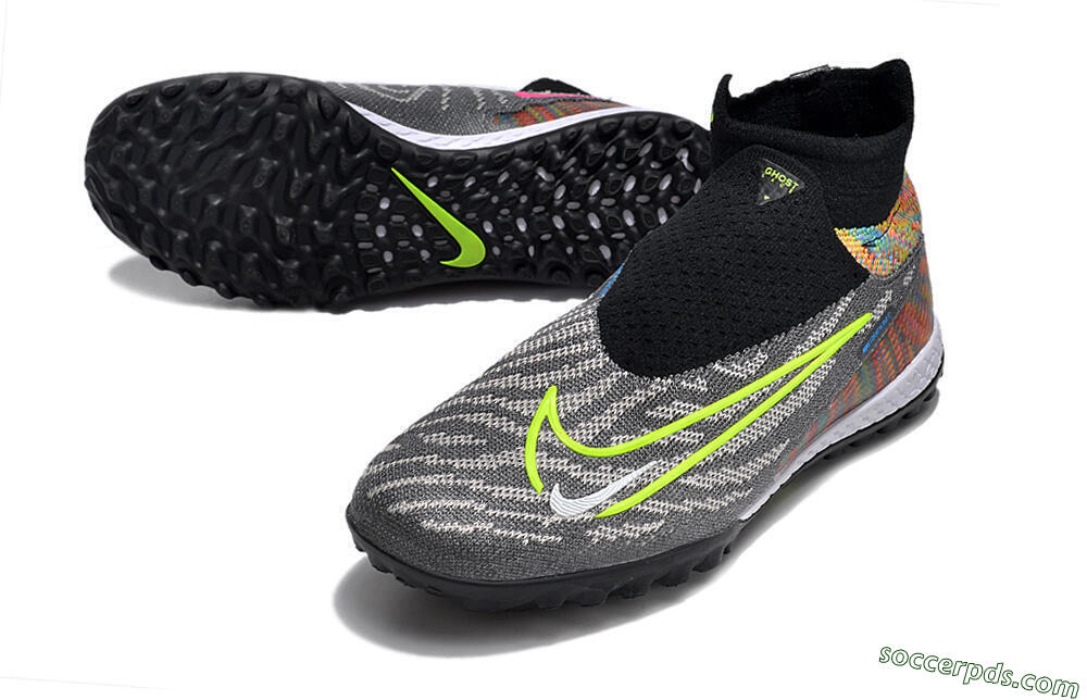 Nike Phantom GX Elite TF High-Tops Football Shoes - Grey/Green/Black/Rainbow 3