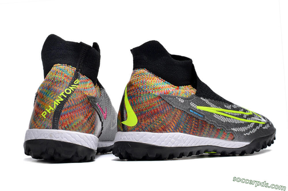 Nike Phantom GX Elite TF High-Tops Football Shoes - Grey/Green/Black/Rainbow 8