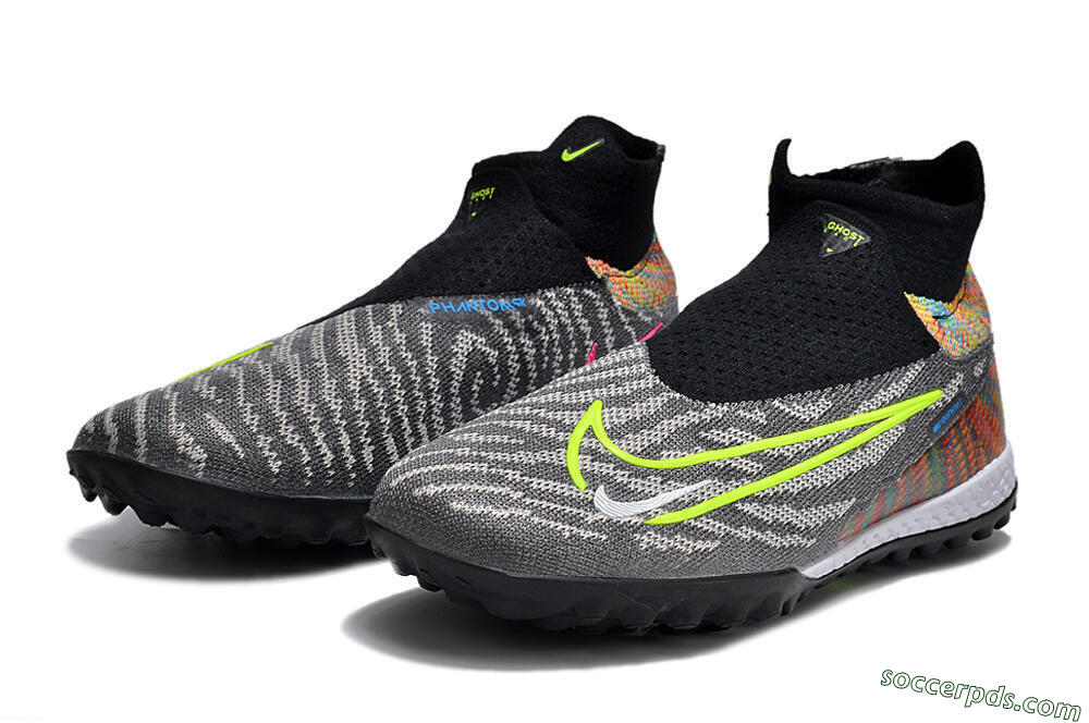 Nike Phantom GX Elite TF High-Tops Football Shoes - Grey/Green/Black/Rainbow 9