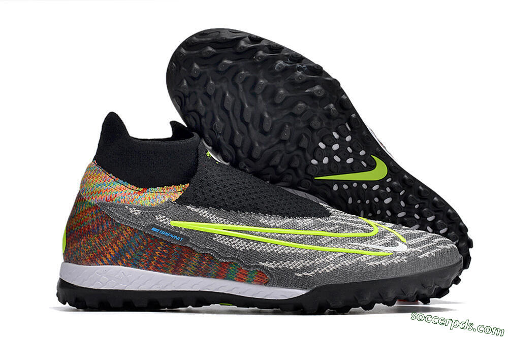 Nike Phantom GX Elite TF High-Tops Football Shoes - Grey/Green/Black/Rainbow 1