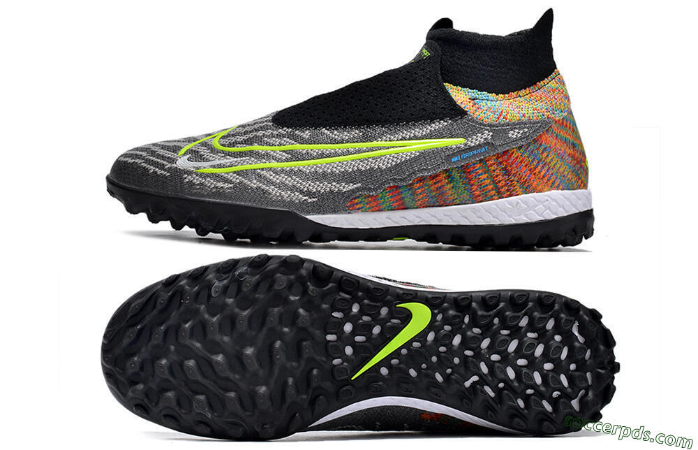 Nike Phantom GX Elite TF High-Tops Football Shoes - Grey/Green/Black/Rainbow 0
