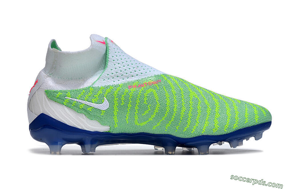 Nike Phantom GX DF Elite FG High-Tops Football Boots - Green/White/Blue 7