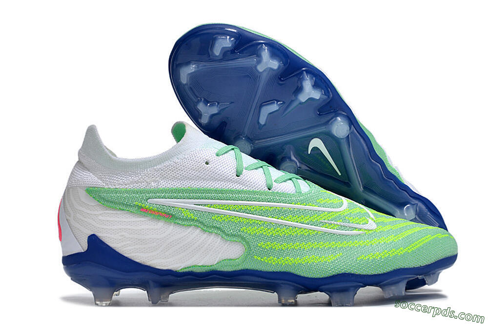 Nike Phantom GX Elite FG Low-Tops Football Boots - Green/White/Blue 1