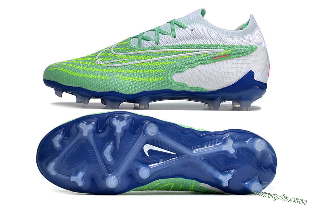 Nike Phantom GX Elite FG Low-Tops Football Boots - Green/White/Blue 0