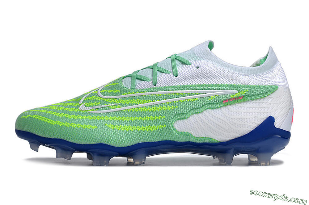 Nike Phantom GX Elite FG Low-Tops Football Boots - Green/White/Blue 2